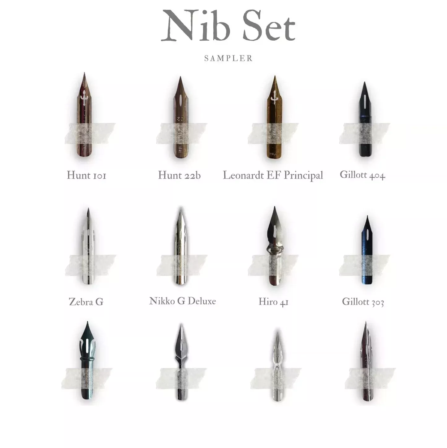 12 Classic Dip Pen Nibs Set for Beginners