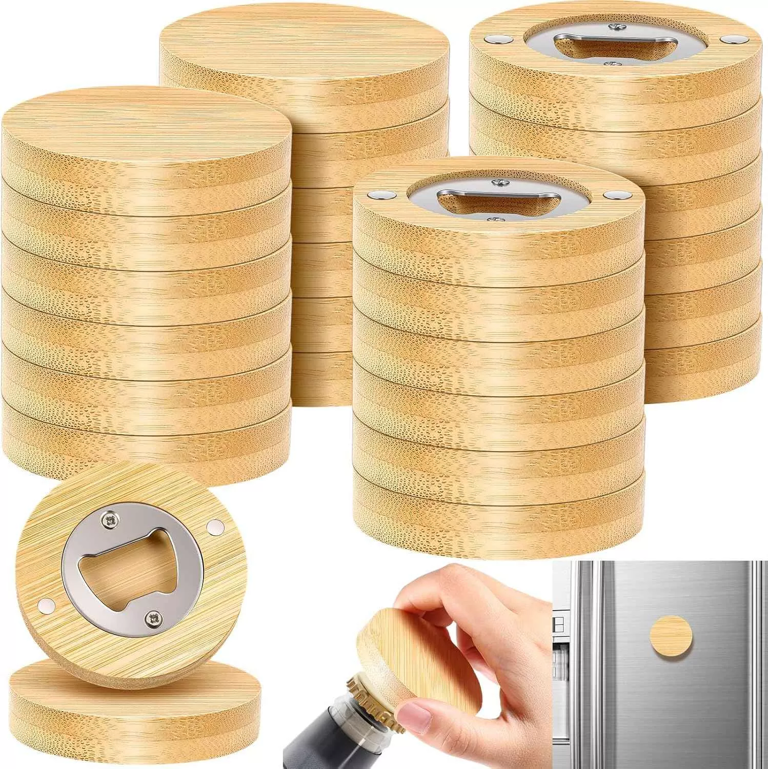 2.5 inch Bamboo Wodden Magnetic Bottle Opener 24pcs