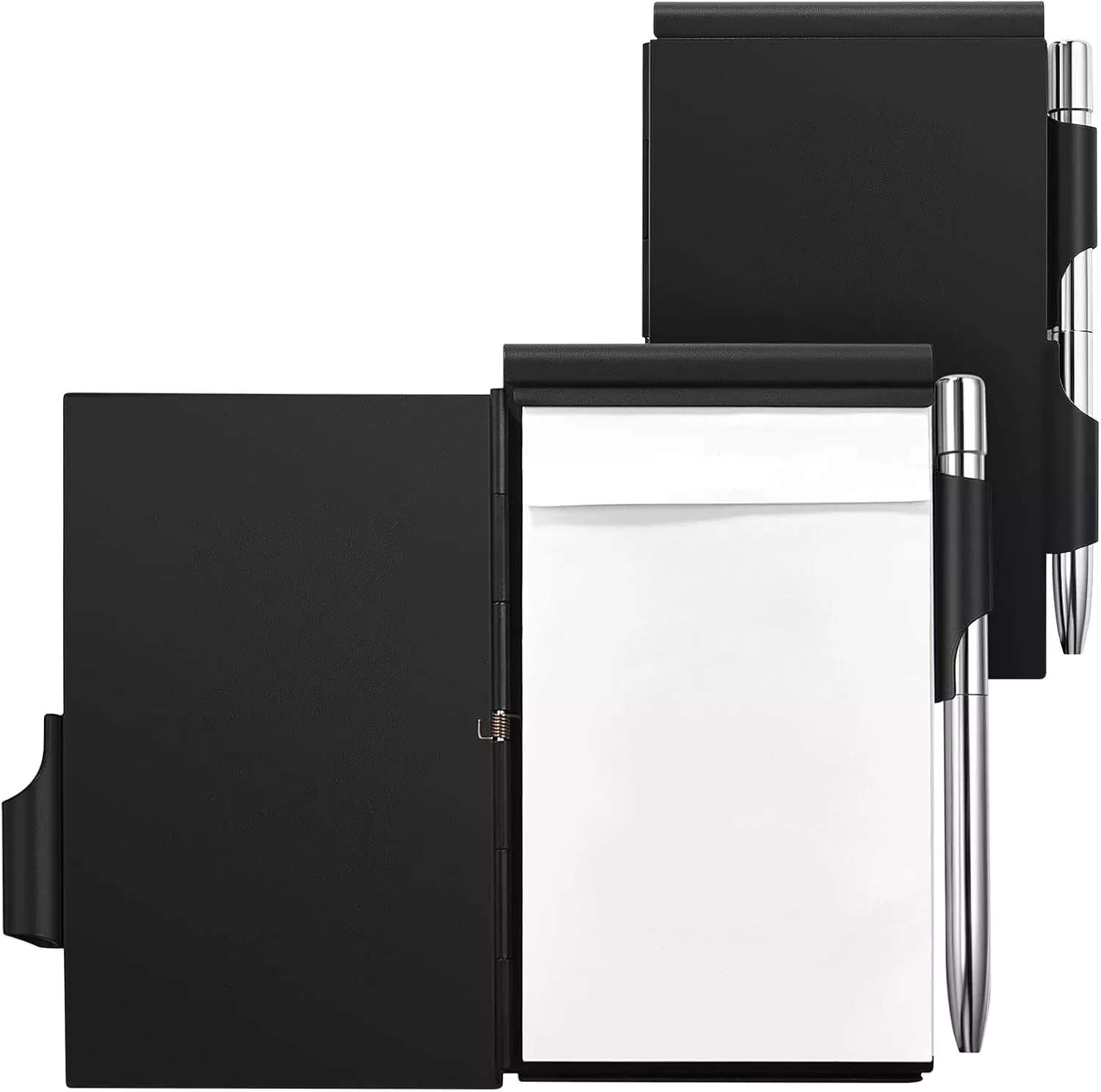 2 Pieces Metal Pocket Notebook with Pen and Refillable Paper