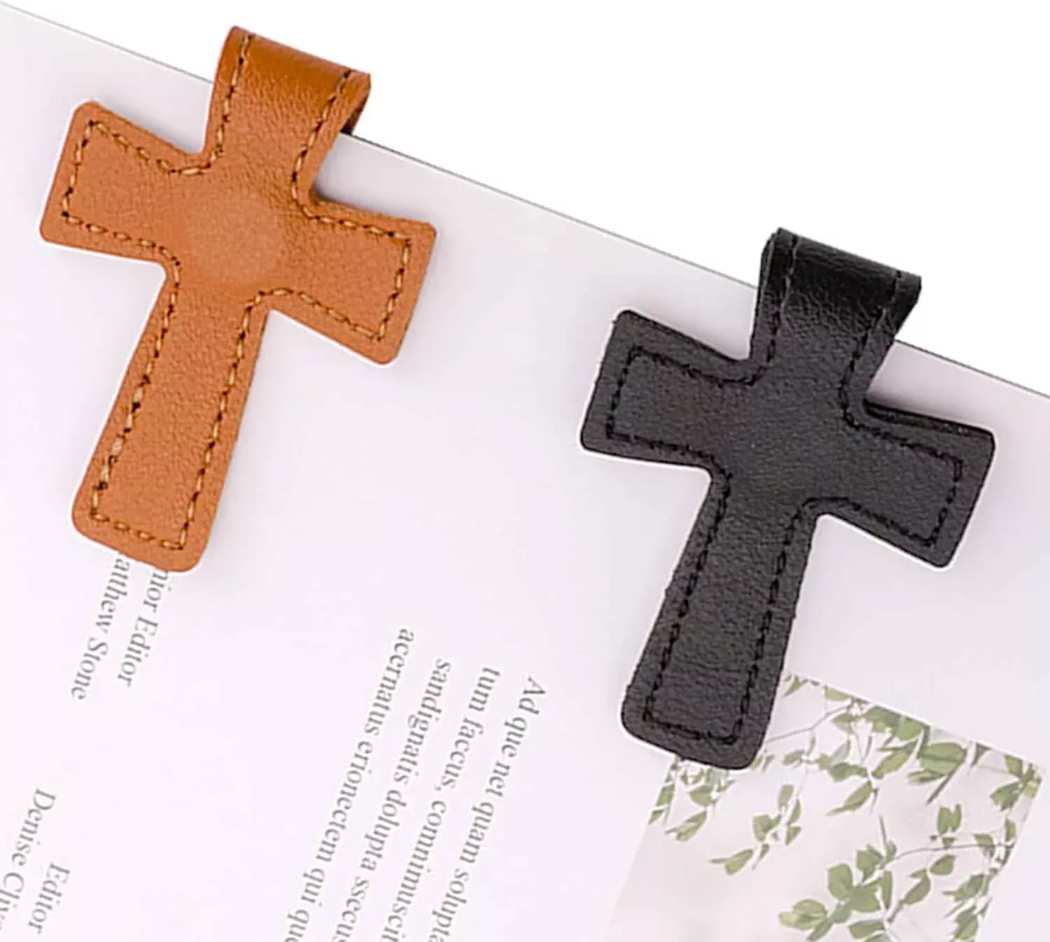2Pcs Leather Bible Easter Verse Cross Magnetic Bookmarks