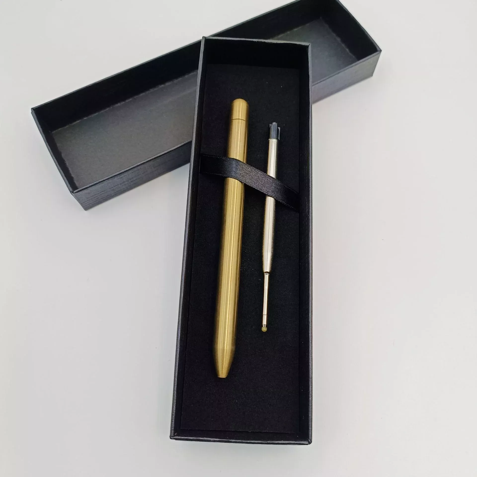 2pcs Solid Brass Mini Ballpoint Pen Metal Pocket Pen with Extra Refill