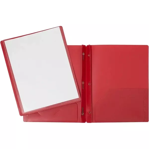 3 FAST.-2 POCK. RED VIEW POLY REPORT COV (GCIPFDT2ST-RD)