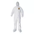 Ansell 44334 A40 Elastic-Cuff Ankle Hood and Boot Coveralls - X-Large, White (25/Carton)