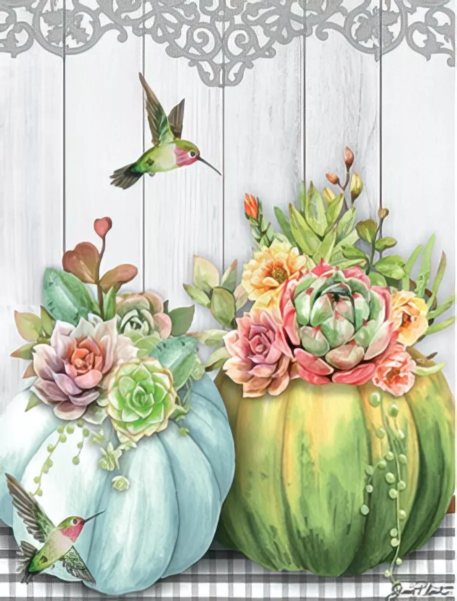Autumn Succulent Pumpkin Blank Greeting Card - Fall Nature Card | Lighthearted Blank Note Card Set