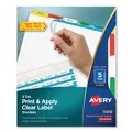 Avery 11418 Index Maker 11 in. x 8.5 in. 5-Tab Traditional Color Print and Apply Clear Label Dividers - Assorted (5/Pack)