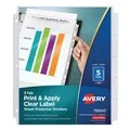 Avery 75500 Print and Apply Index Maker 11 in. x 8.5 in. Clear Label Sheet Protector Dividers with 5 White Tabs (1/Set)
