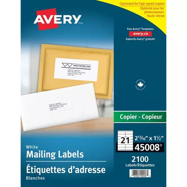 Avery Address Labels for Copiers, 2-13/16" x 1½" (AVE45008)