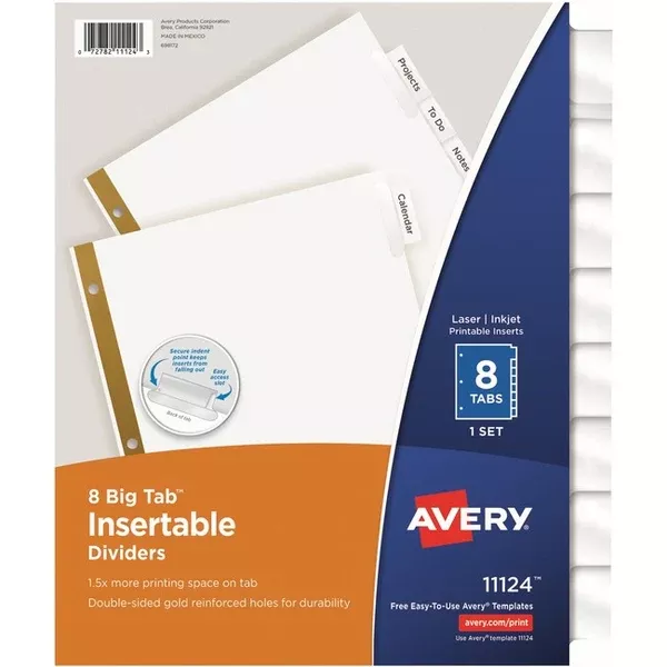 Avery Big Tab™ Insertable Dividers, 8 tabs, 1 set (AVE11124)