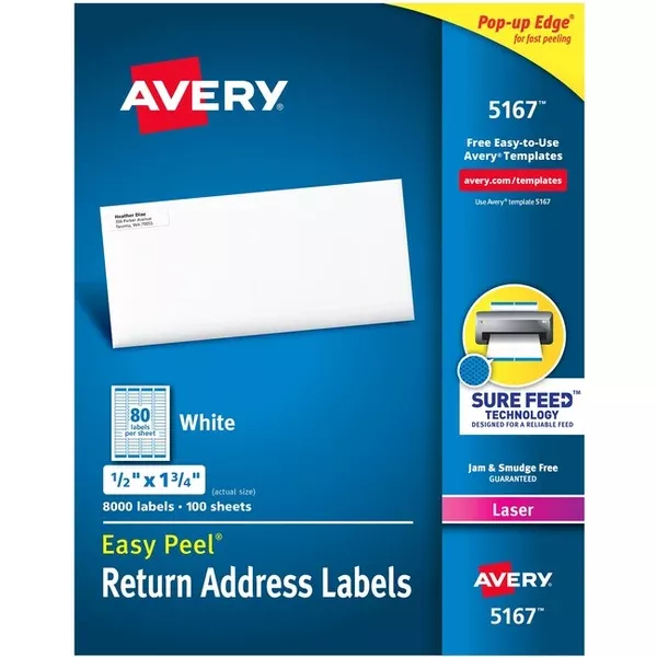 Avery White Rectangle Labels with Sure Feed Technology (AVE05167)