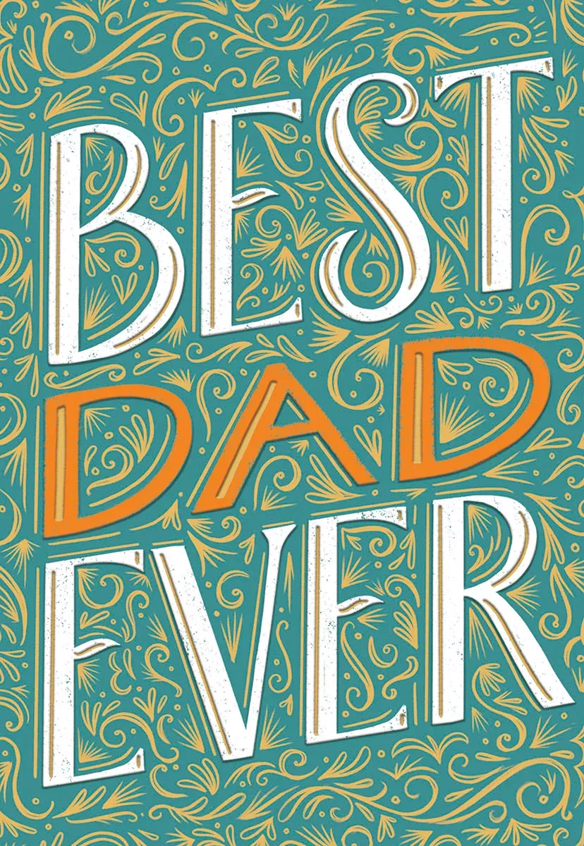 Best Dad Ever Father's Day Greeting Card with Decorative Pattern | Heartfelt Father's Day Greeting Card