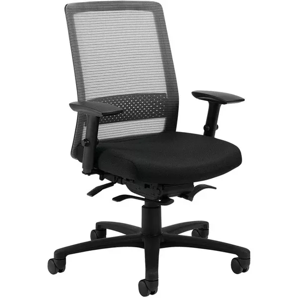 Black Fabric Seat - High Back - 5-star Base - Armrest - 1 Each (GLB436659)