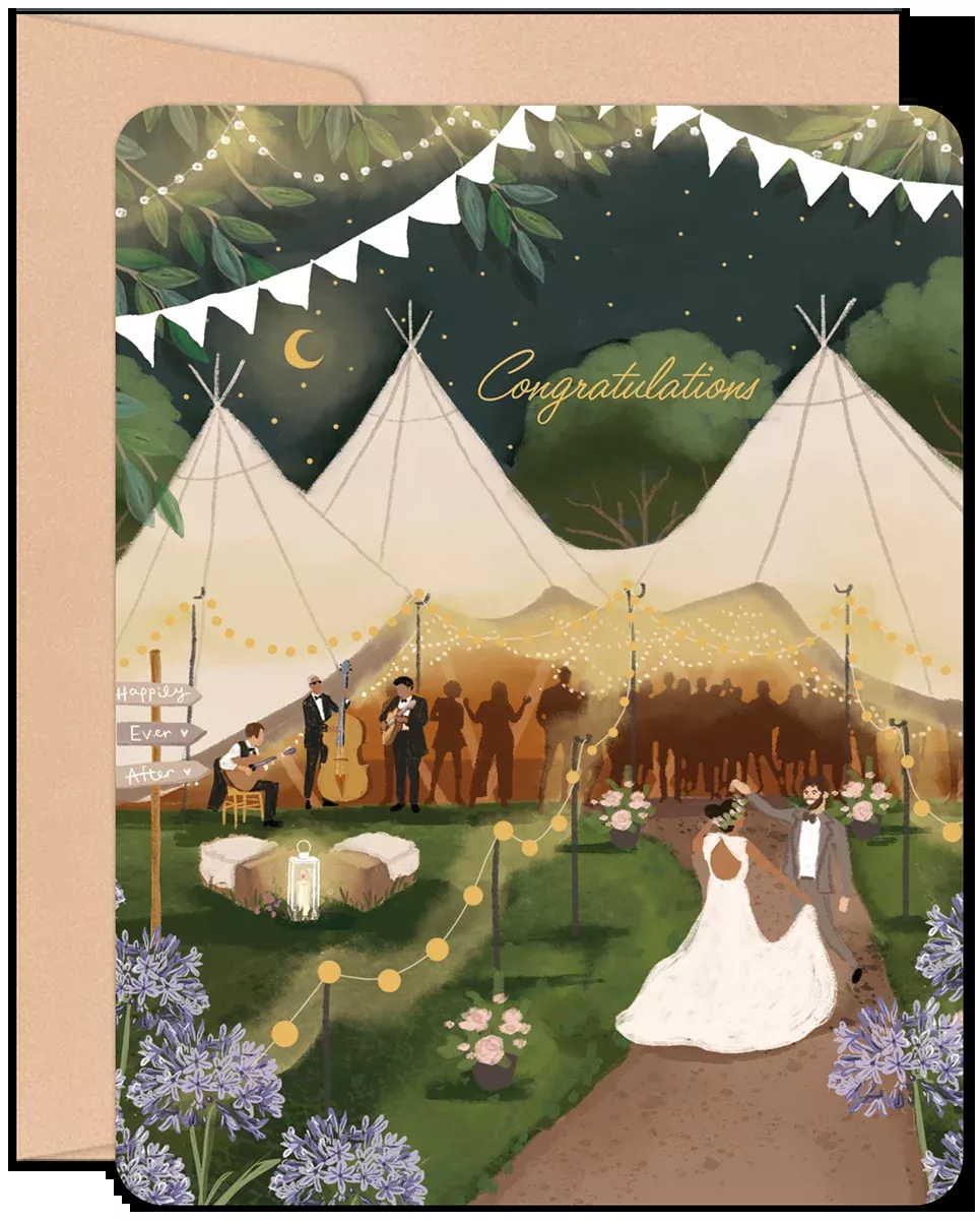 Boho Bound Bliss | Heartfelt Wedding Greeting Card