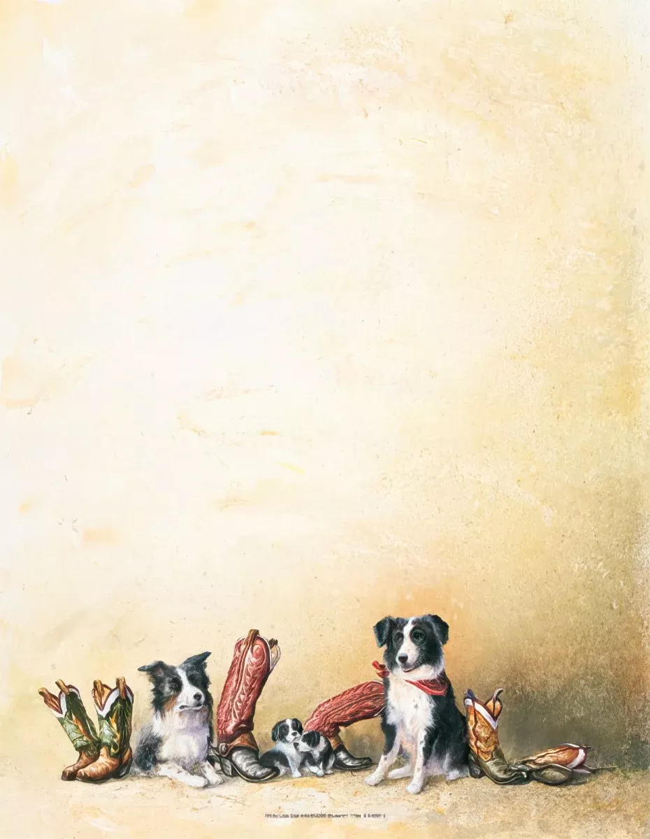 Cute Western Boot & Puppy Stationery Set for General Use | CuteStationery