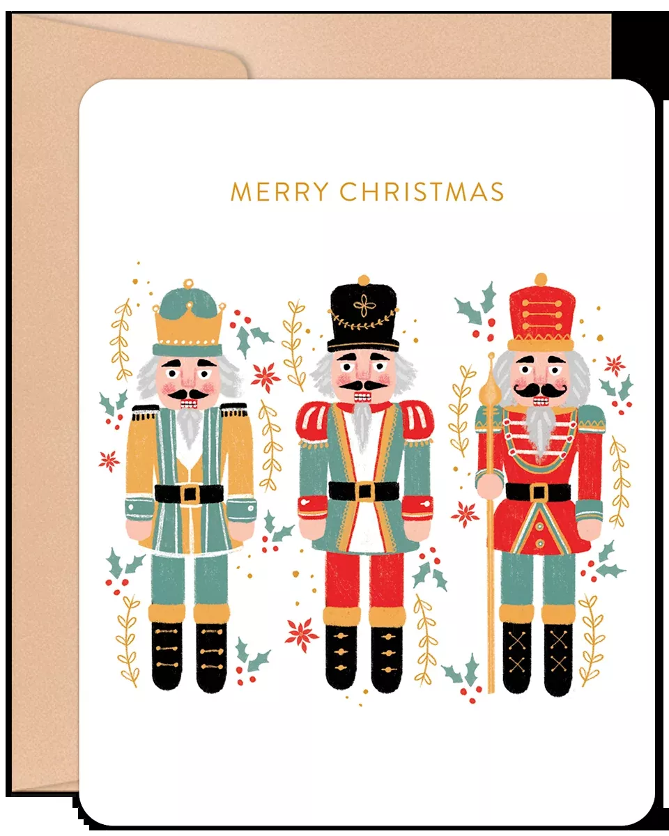 Festive Nutcracker Christmas Card - Holiday Greeting | Lighthearted Christmas Greeting Card