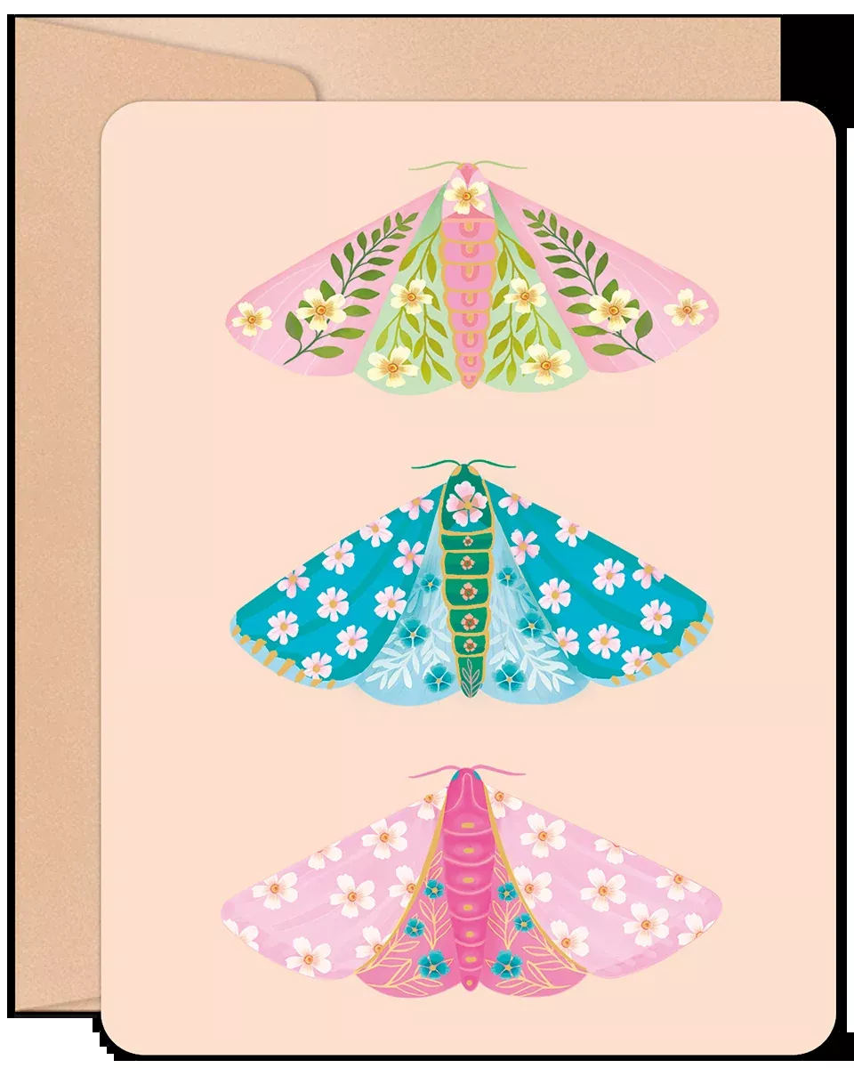 Floral Flutter | Cute Blank Greeting Card