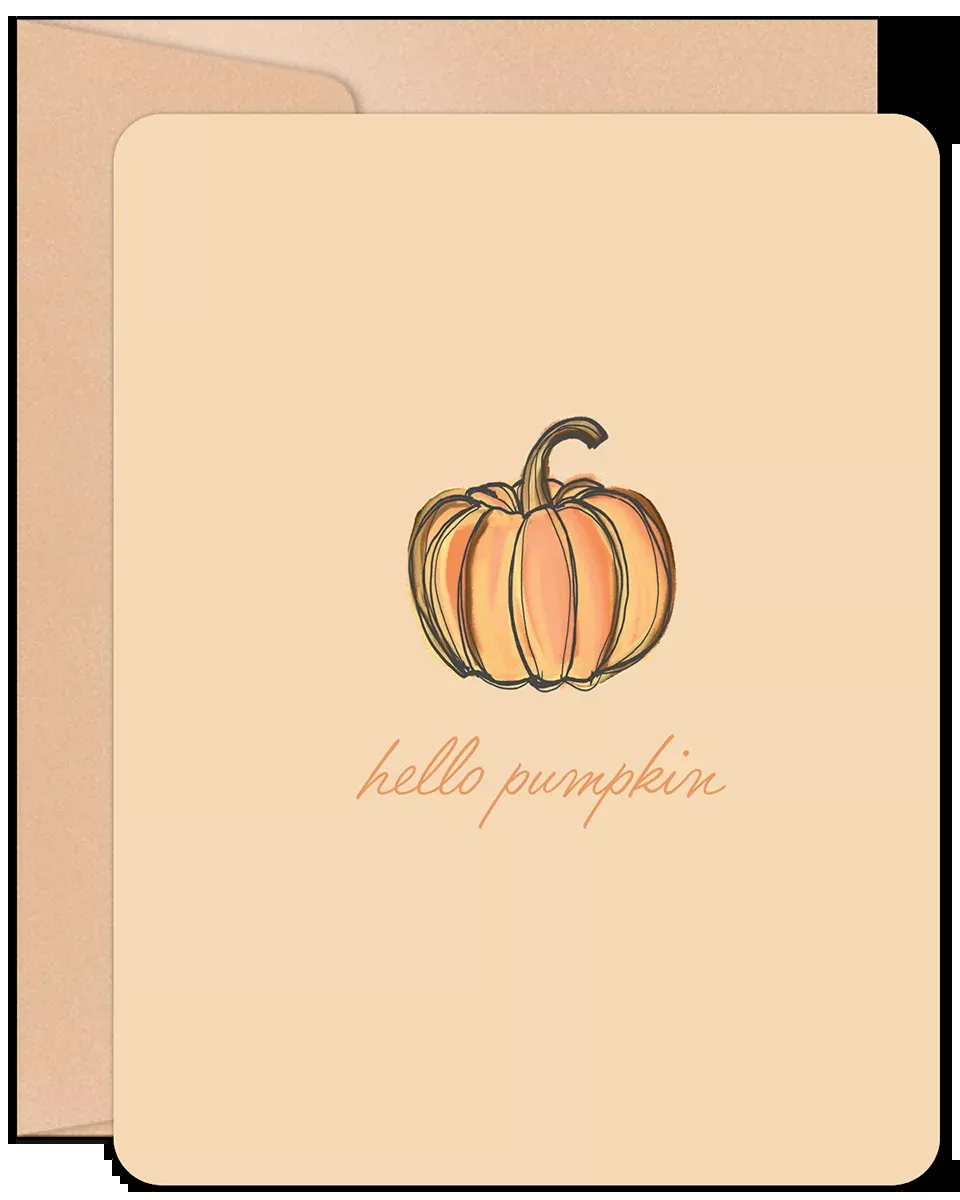 Hello Pumpkin Happy Fall & Halloween Greeting Card | Cute Valentine's Day Greeting Card