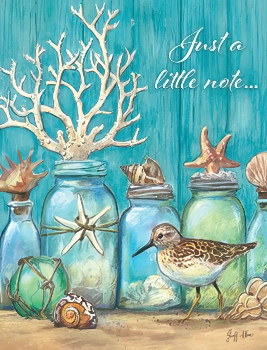 Just a Little Note Blank Greeting Card - Coastal & Beach Theme | Lighthearted Blank Note Card Set