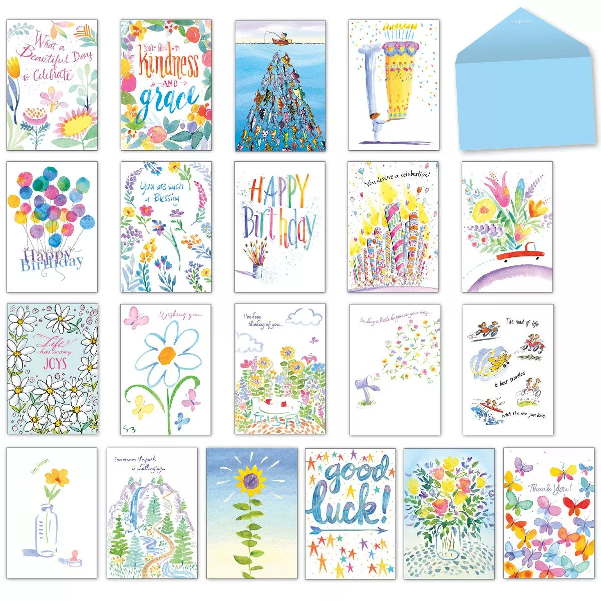 Kind Words, Happy Thoughts General Greeting Card Assortment | LightheartedGreeting Card