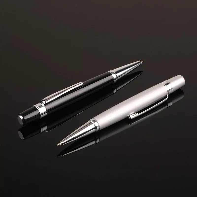 Mini Pocket Metal Ballpoint Pen 1.0mm Bullet Tip Black Ink 2 Pack