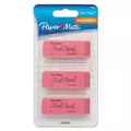 Paper Mate 70502 Pink Pearl Rectangular Block Eraser For Pencil Marks - Medium, Pink (3/Pack)