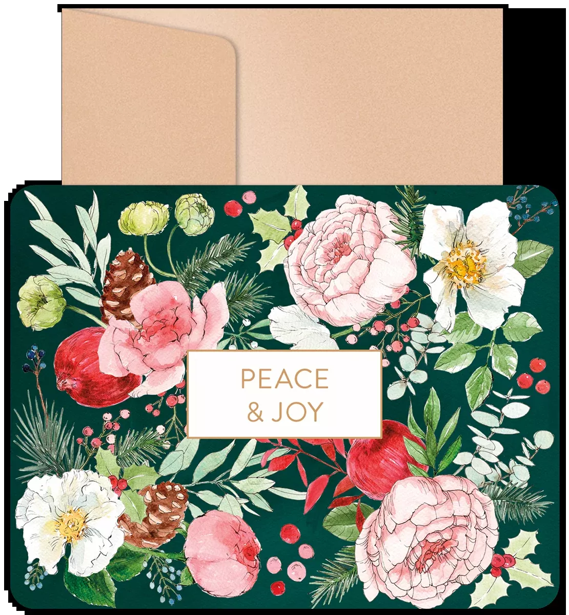 Peace & Joy Colorful Floral Christmas Greeting Card | Heartfelt Christmas Greeting Card