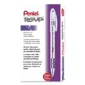 Pentel BK91-V 1 mm Medium R.S.V.P. Stick Ballpoint Pen - Violet Ink, Clear/Violet Barrel (1-Dozen)