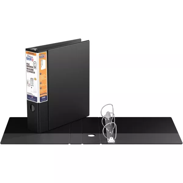 QuickFit Heavy-Duty 3-Ring File Binder, Locking D-Ring, View Binder, 2 Inch, Black (RGO28031)