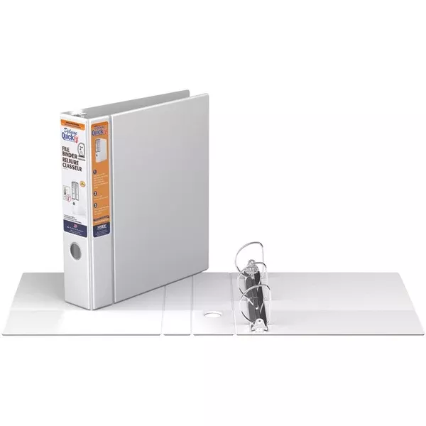 QuickFit Heavy-Duty 3-Ring File Binder, Locking D-Ring , View Binder, 2 Inch, White (RGO28030)