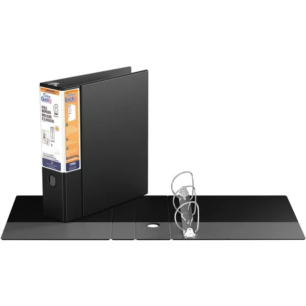 QuickFit Heavy-Duty 3-Ring File Binder, Locking D-Ring, View Binder, 3 Inch, Black (RGO28051)