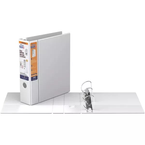 QuickFit Heavy-Duty 3-Ring File Binder, Locking D-Ring, View Binder, 3 Inch, White (RGO28050)