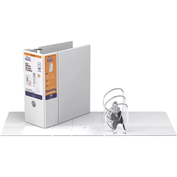 QuickFit Heavy-Duty 3-Ring File Binder, Locking D-Ring, View Binder, 5 Inch, White (RGO28070)