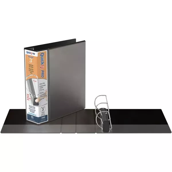 QuickFit PRO Heavy-Duty Single-Touch View Binder, Locking D Rings, 3 Inch, Black (RGO90051)