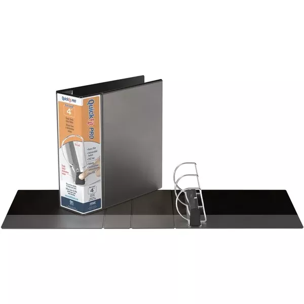 QuickFit PRO Heavy-Duty Single-Touch View Binder, Locking D Rings, 4 Inch, Black (RGO90061)
