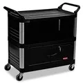 Rubbermaid Commercial FG409500BLA 40.63 in. x 20.75 in. x 37.81 in. 300 lbs. Capacity 3 Shelves Plastic Xtra Equipment Cart - Black