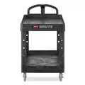Rubbermaid Commercial FG452088BLA 25.9 in. x 45.2 in. x 32.2 in. 500 lbs. Capacity 2 Lipped Shelves Heavy-Duty Plastic Utility Cart - Black