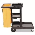 Rubbermaid Commercial FG617388BLA 20 in. x 45 in. x 38.25 in. 4 Shelves 1 Bin Plastic Multi-Shelf Cleaning Cart - Black