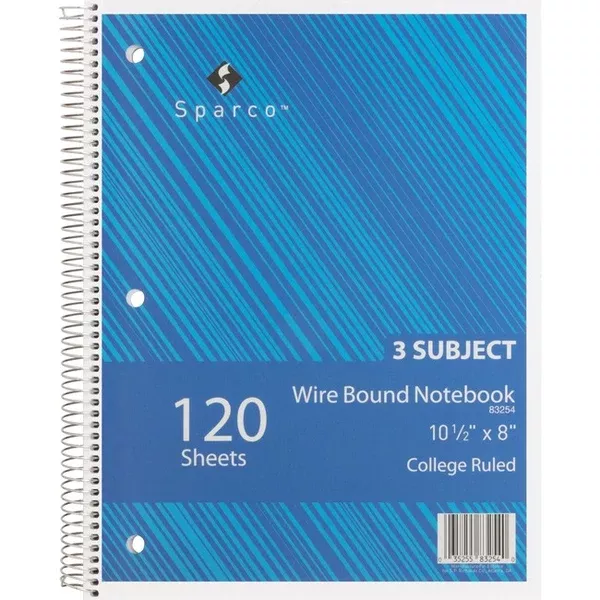 Sparco Wirebound College Ruled Notebooks (SPR83254)