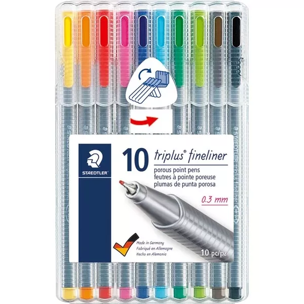 Staedtler Triplus Fineliner 10-piece Porous Point Pens (STD334SB10A6)