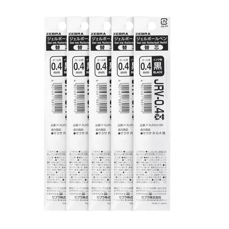 Zebra JRV-0.4 Sarasa R Gel Pen Refill 0.4mm Black/Red/Blue 5 Pack