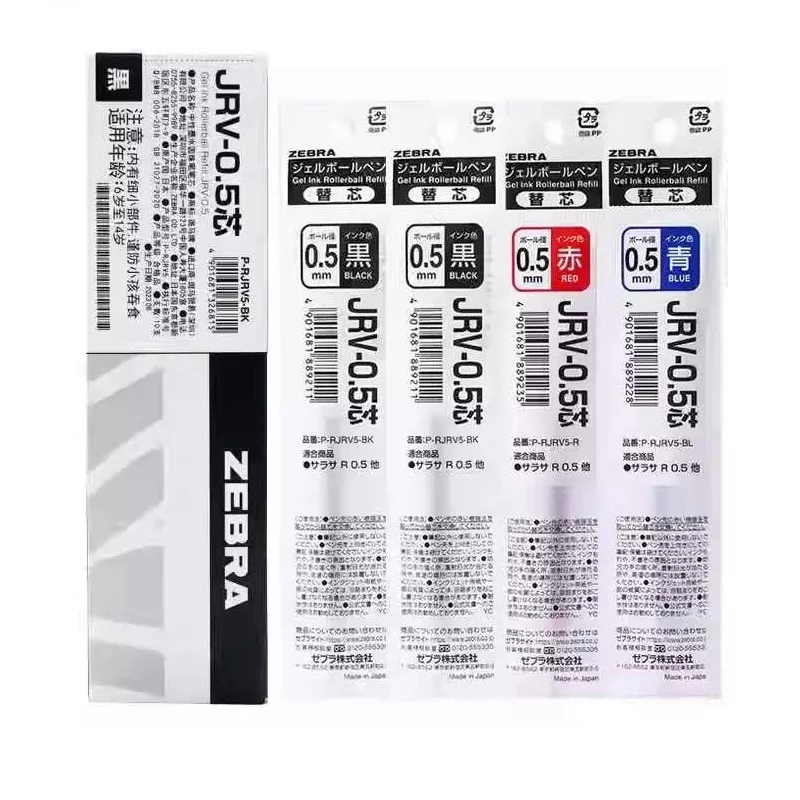Zebra JRV-0.5 Sarasa R Gel Pen Refill 0.5mm Black/Red/Blue 10 Pack