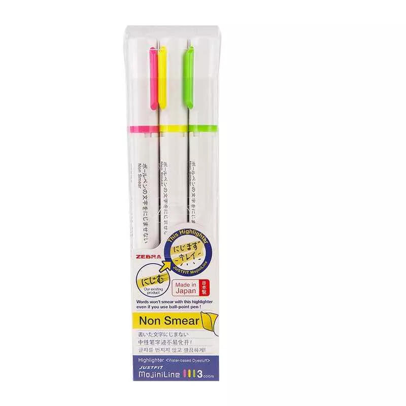 Zebra Justfit Mojini Line Highlighter - 3 Color Set (WKS22-3C)
